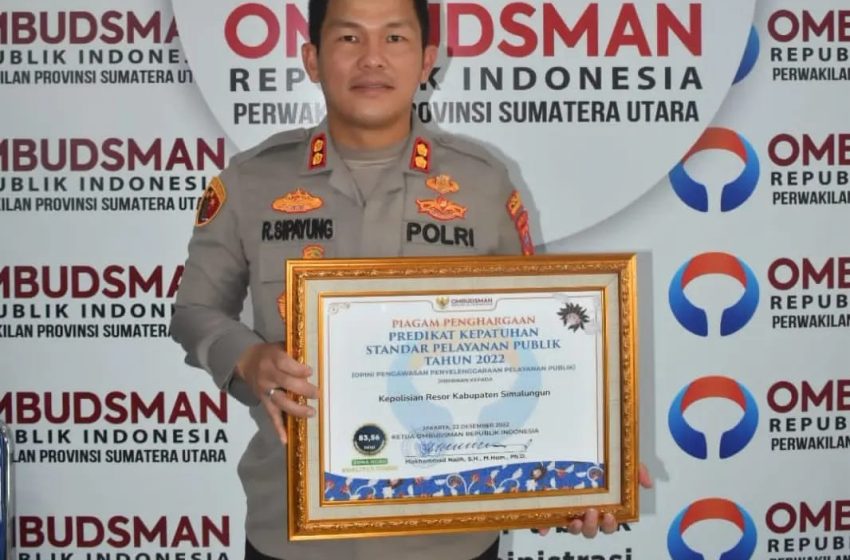 Polres Simalungun Raih Predikat Zona Hijau Kategori Kualitas Tinggi Ombudsman Terkait Pelayanan Publik