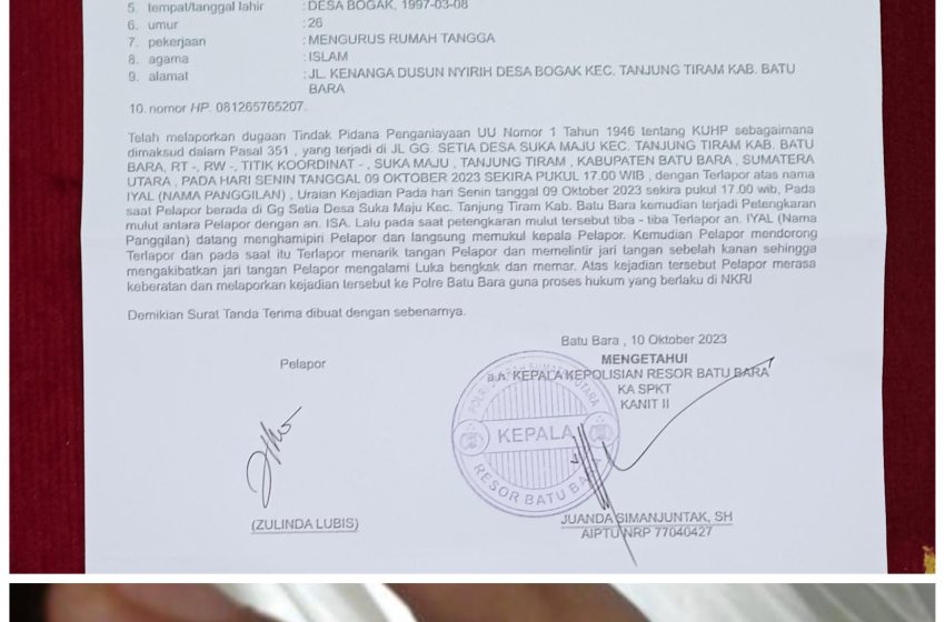  Minta Keadilan, Zulinda Lubis Korban Penganiayaan Lapor Ke Polres Batu Bara