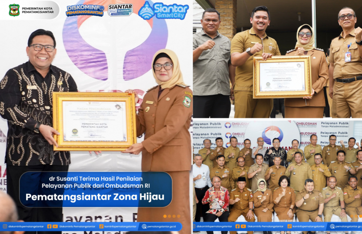  dr Susanti Terima Hasil Penilaian Pelayanan Publik dari Ombudsman RI. Pematangsiantar Zona Hijau