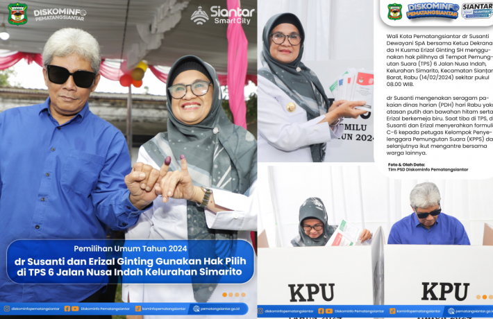 dr Susanti dan Erizal Ginting Gunakan Hak Pilih di TPS 6 Jalan Nusa Indah Kelurahan Simarito