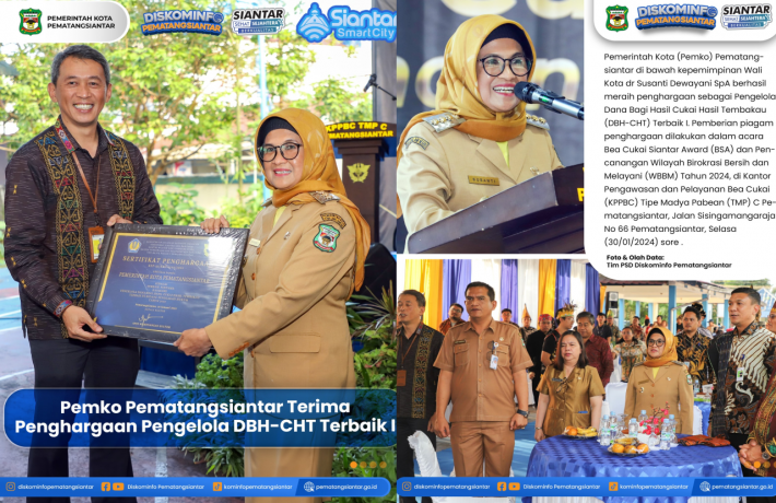  Pemko Pematangsiantar Terima Penghargaan Pengelola DBH CHT Terbaik I