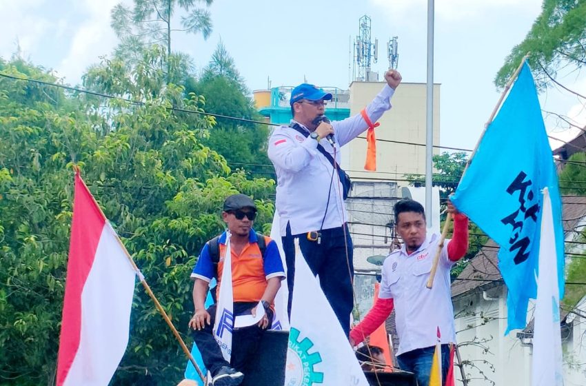  KSPSI AGN ATUC Sumut Gelar Aksi Damai HBI, Tuntut Pemerintah Cabut Omnibus Law UU Cipta Kerja