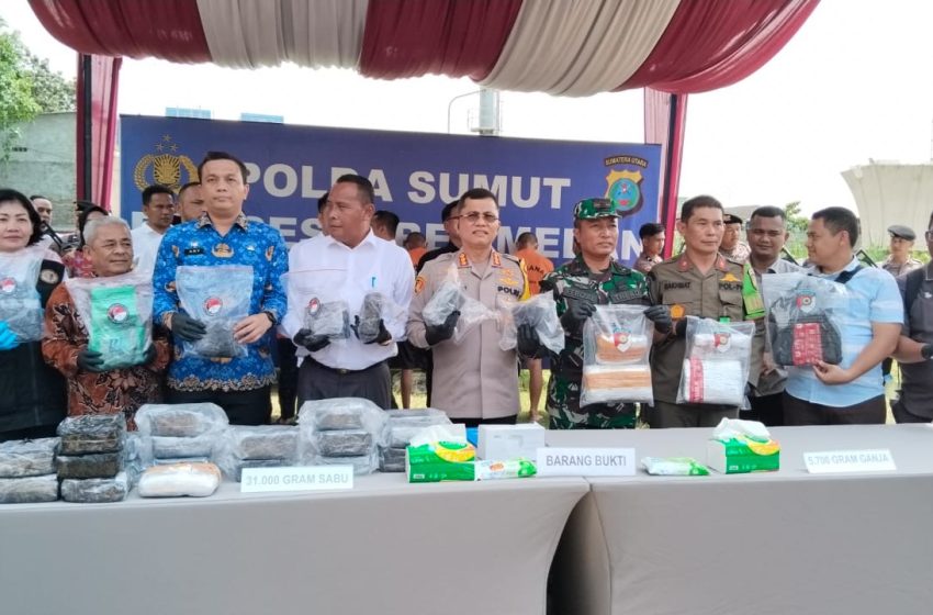  Apresiasi, Polrestabes Medan Musnahkan 31 Kg Sabu dan 5,7 Kg Ganja