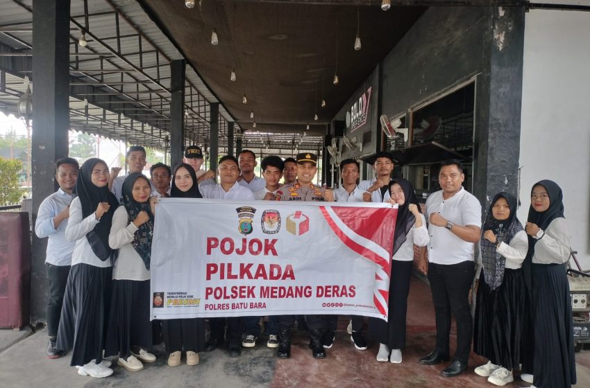  Polsek Medang Deras Sosialisasi Pojok Pilkada 2024