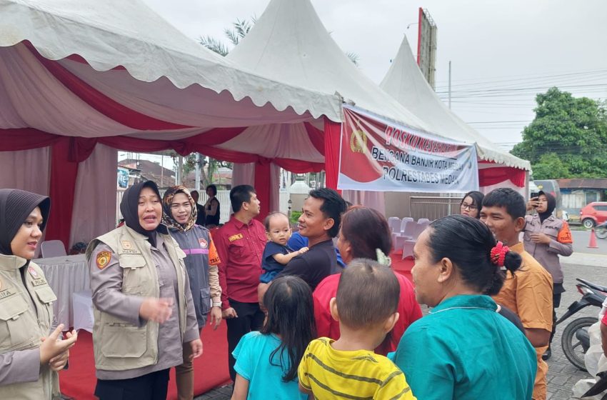  Polrestabes Medan Dirikan Posko Kesehatan Bencana Banjir di Masjid Abidin Kampung Baru