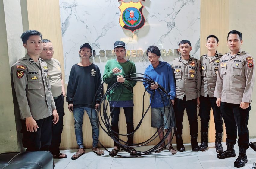  Tiga Pelaku Curi Kabel Telkom Kawasan Wisma Benteng Diboyong ke Polsek Medan Baru