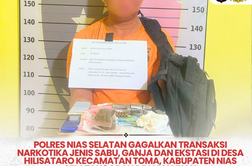  Polres Nias Selatan Tangkap Residivis Bersenjata dan Sita Ratusan Butir Ekstasi