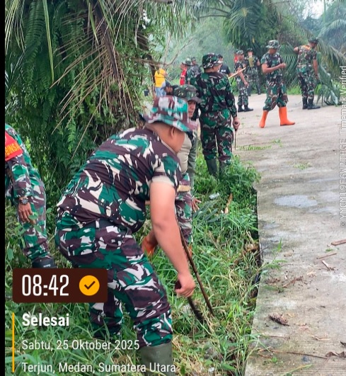  Kolaborasi TMMD dan Warga Medan Marelan Ciptakan Sungai Bersih dan Sehat