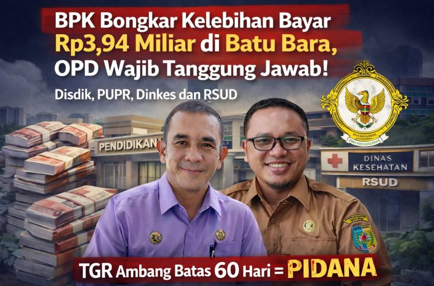  BPK Bongkar Kelebihan Bayar Rp3,94 Miliar di Batu Bara, OPD Wajib Tanggung Jawab
