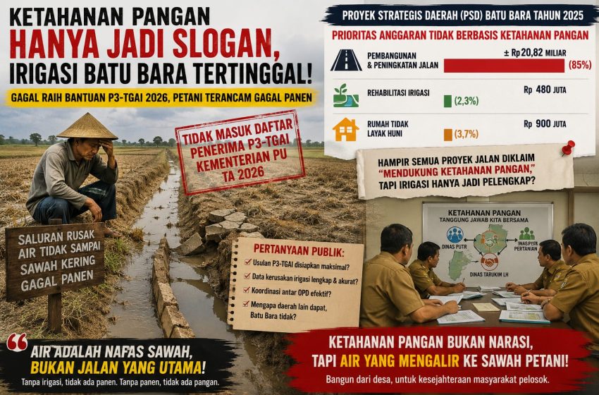  Ketahanan Pangan dalam Dokumen, Bukan dalam Prioritas? Batu Bara Gagal Raih Bantuan Irigasi Pusat