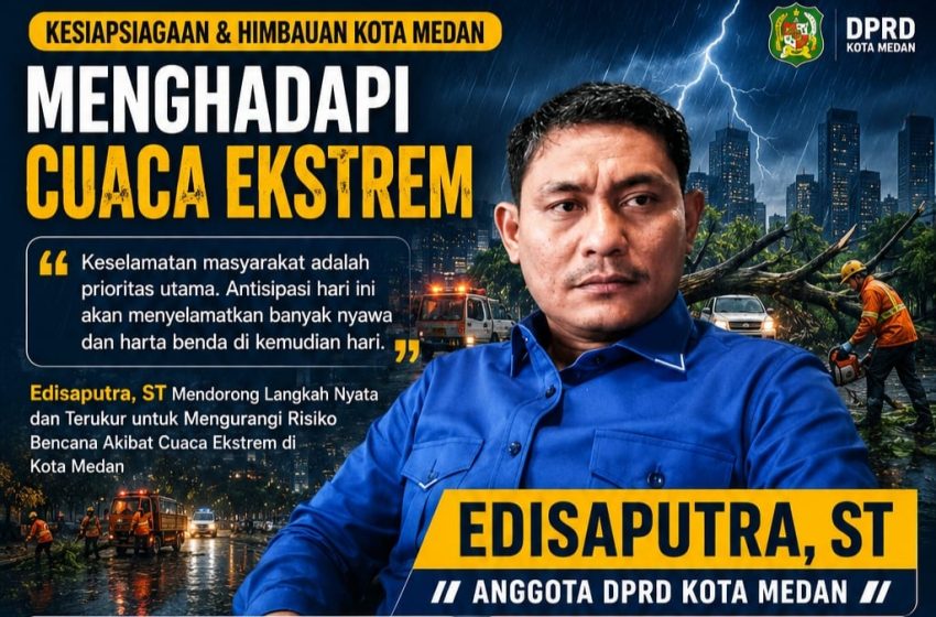  Pohon Besar Tumbang Timpa Rumah Warga di Medan Denai; Edisaputra Desak Pemko Massif Antisipasi Dini Hadapi Cuaca Ekstrem