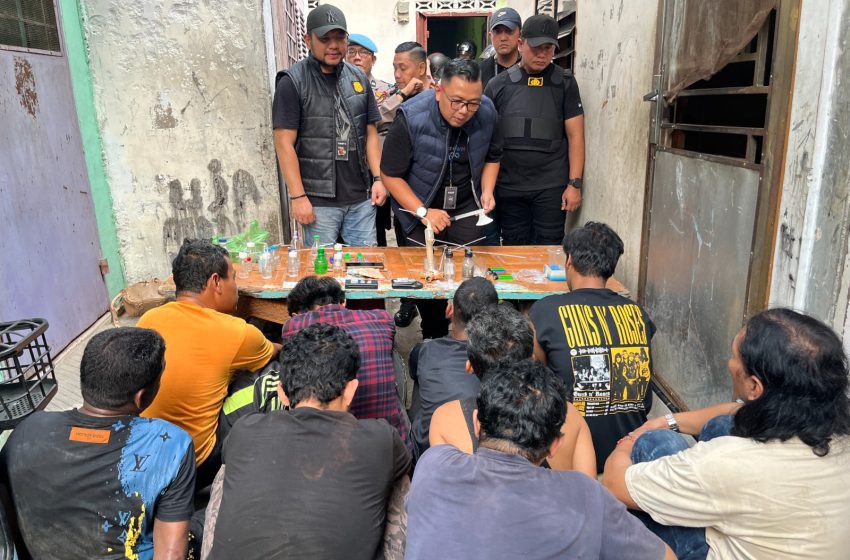  Polisi Gerebek Sarang Narkoba di Jalan Mangkubumi Medan, 2 Pengedar dan 7 Pemakai Diringkus
