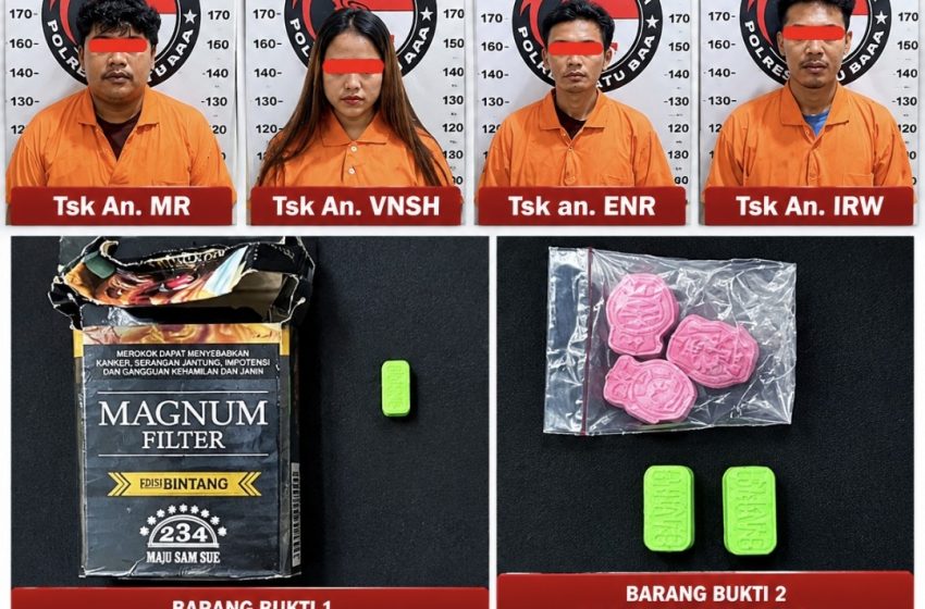  Empat Tersangka Diamankan, Pil Ekstasi Diduga Hendak Diedarkan ke THM di Batu Bara