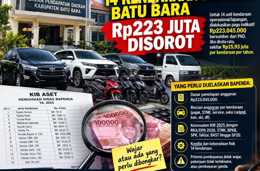 Anggaran Perawatan 14 Kendaraan Bapenda Batu Bara Rp223 Juta, di biarkan Atau di Bongkar?
